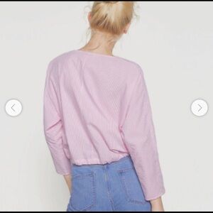 Zara•Zip Pink & White Striped Crop top size M